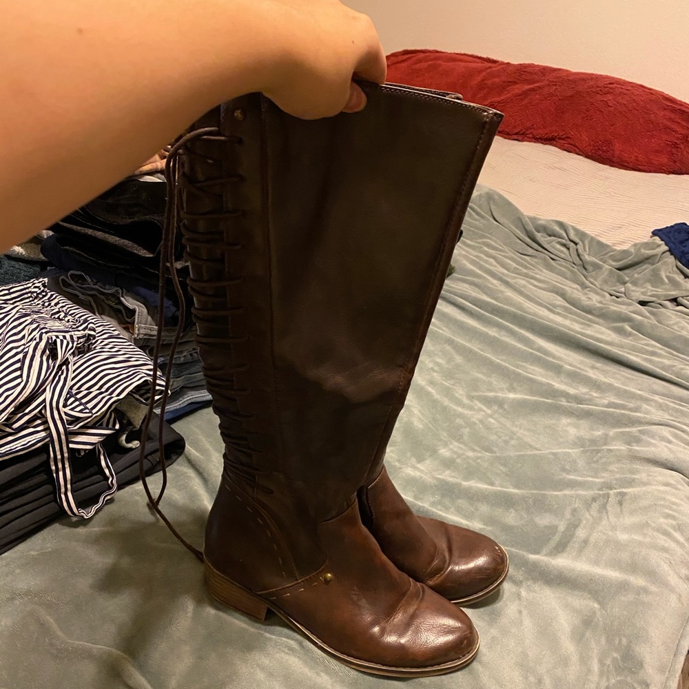Brown lace boots